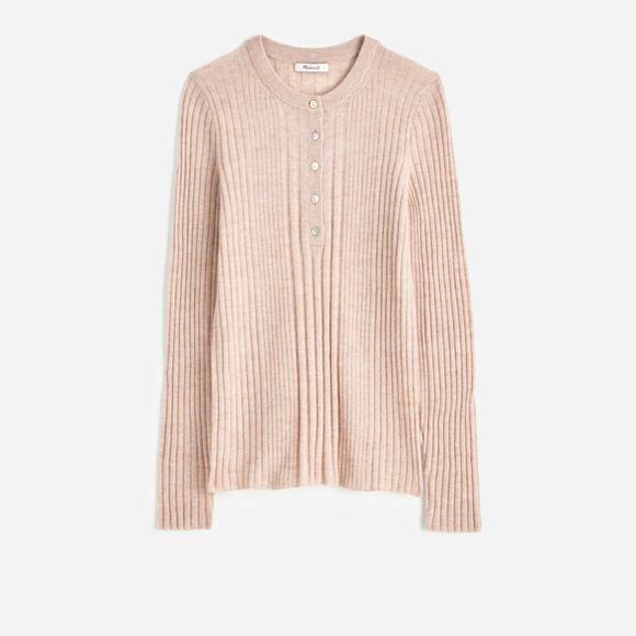 J.Crew Alpaca-Blend Henley Sweater in Sand - Picture 1 of 4